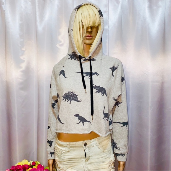dinosaur crop hoodie